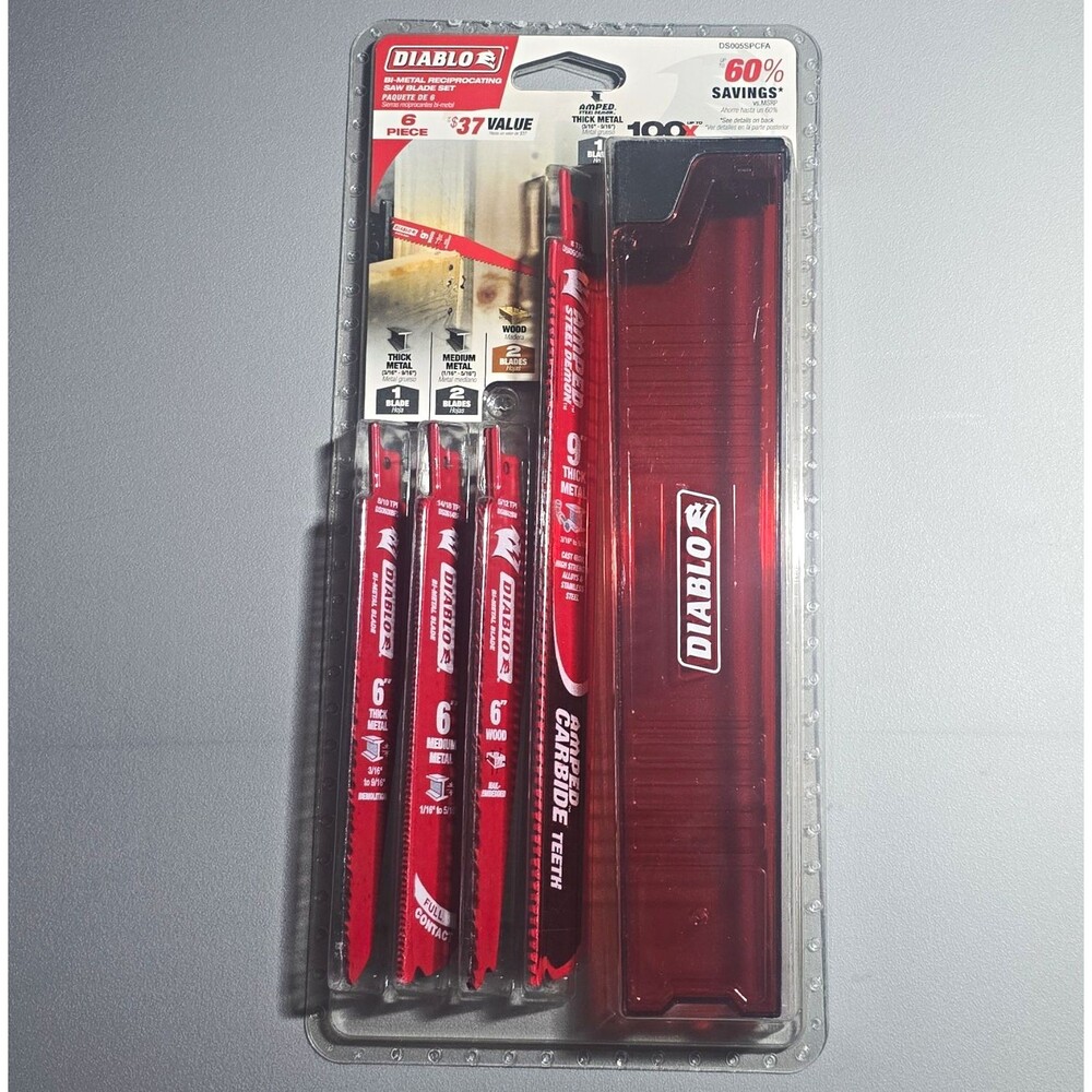 Diablo Reciprocating Saw Blade Set 6pc Bi-Metal 6in 8/10 TPI DS005SPCFA